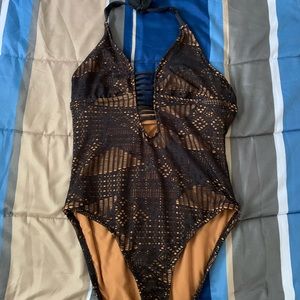 Black & Nude One Piece Bathing Suit